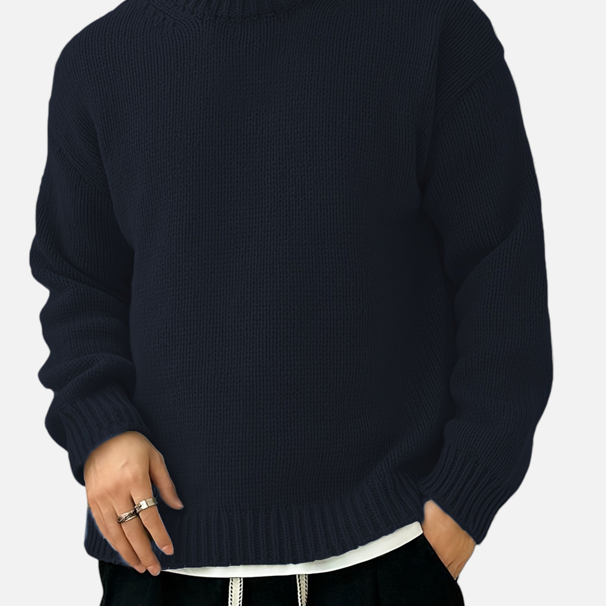 Zarenzio | Men's Polyester Knitted Crew Neck Sweater