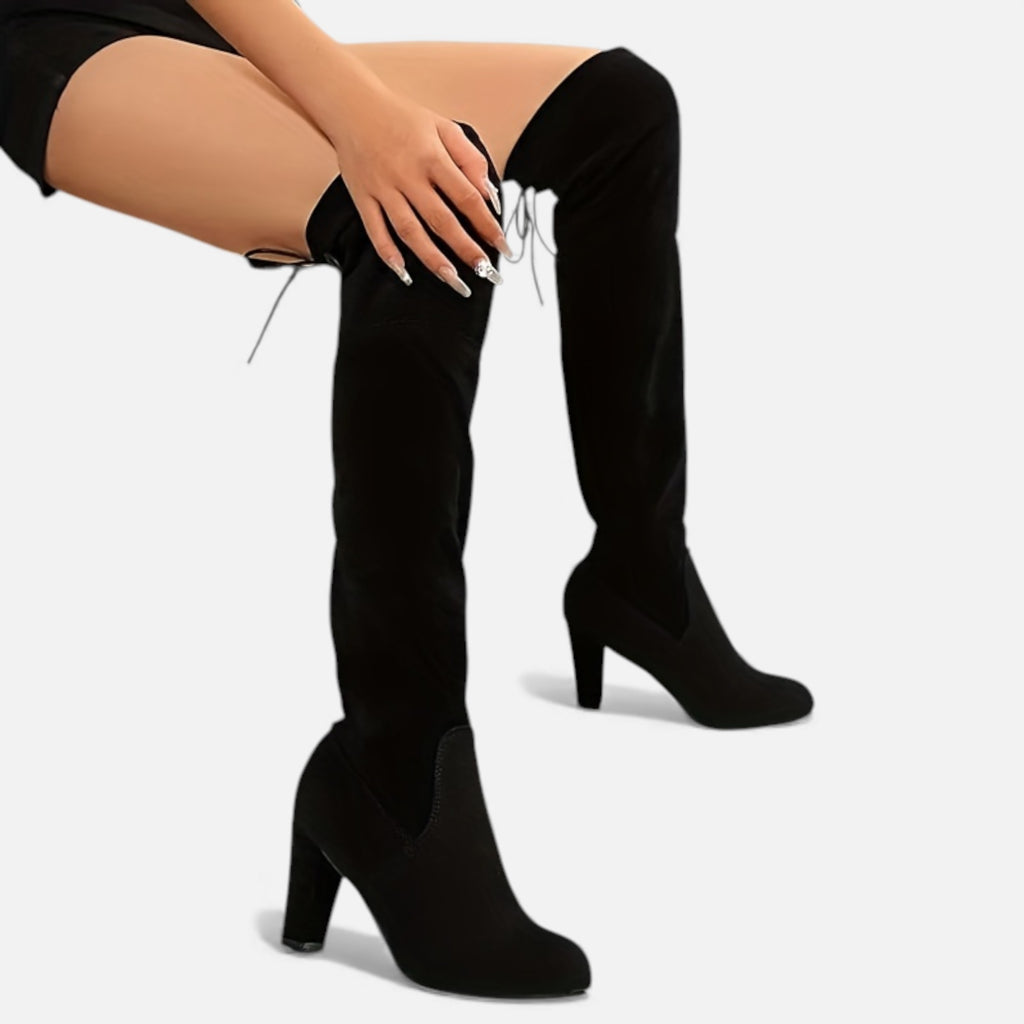 Zarenzio | Women’s Over-the-Knee Slip-On Boot with Chunky Heel