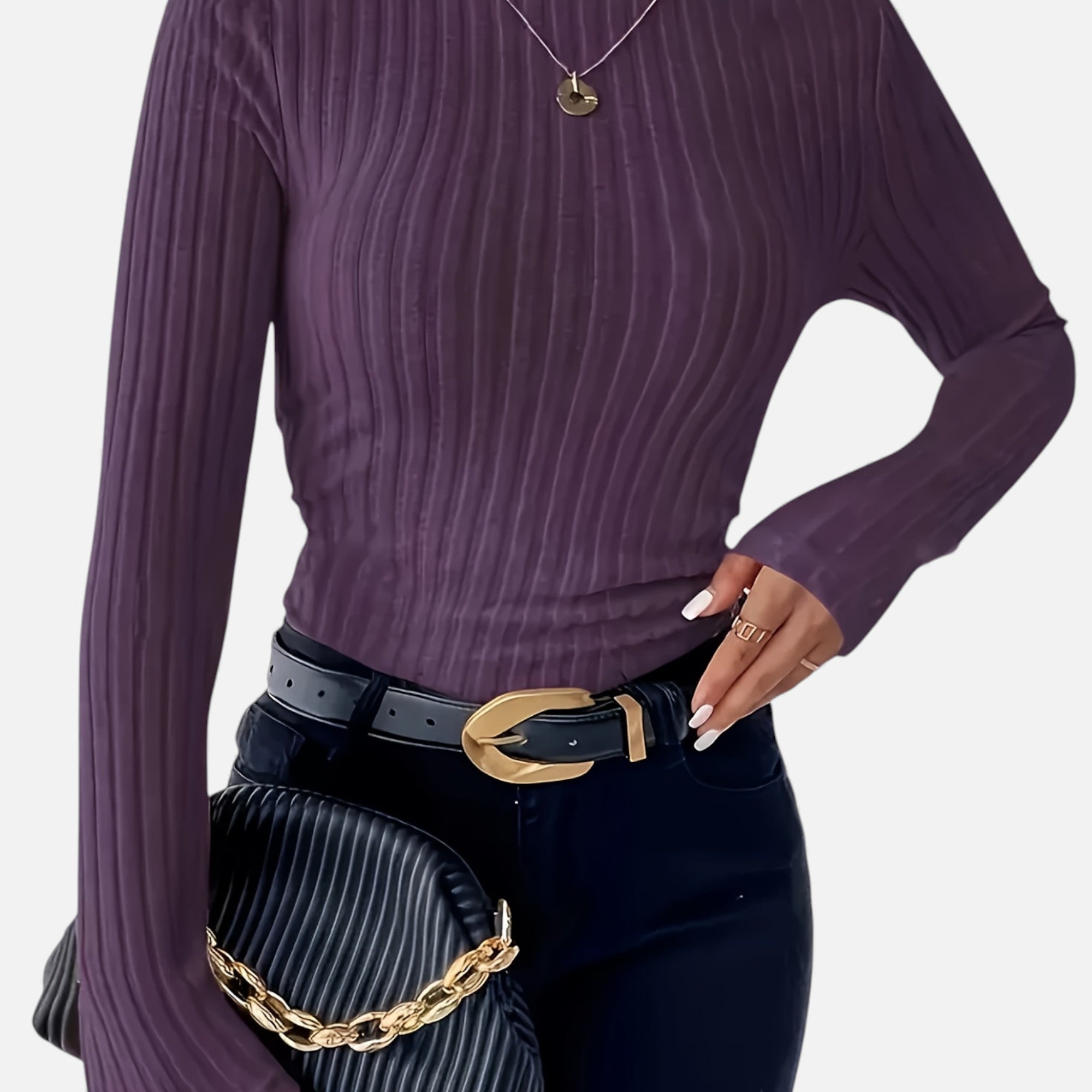 Zarenzio | Women's Polyester Ribbed Turtleneck Sweater