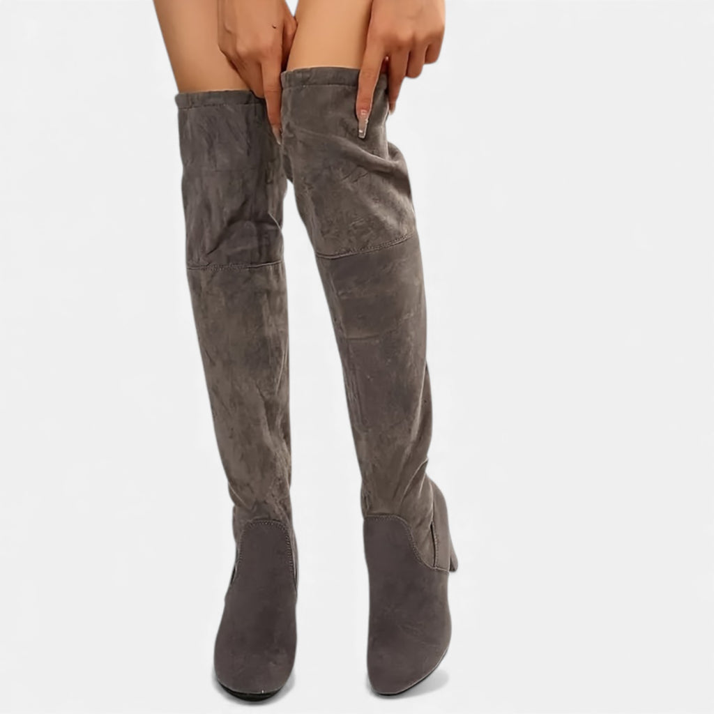 Zarenzio | Women’s Over-the-Knee Slip-On Boot with Chunky Heel