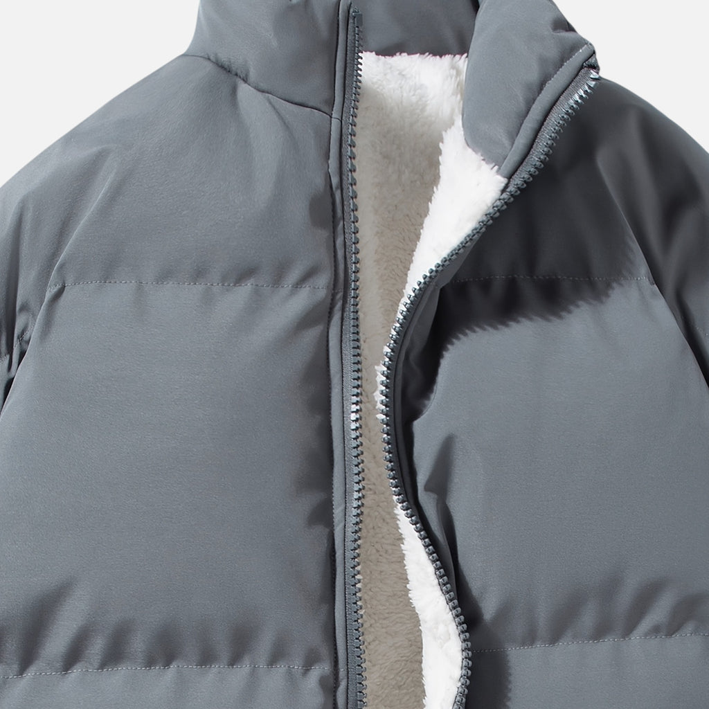 Zarenzio | Men's Polyester Zip-Up Puffer Jacket with Pockets