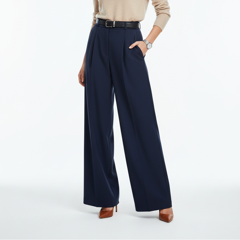 Beige Coltrui met Navy Broek - Extra Uitgezoomd