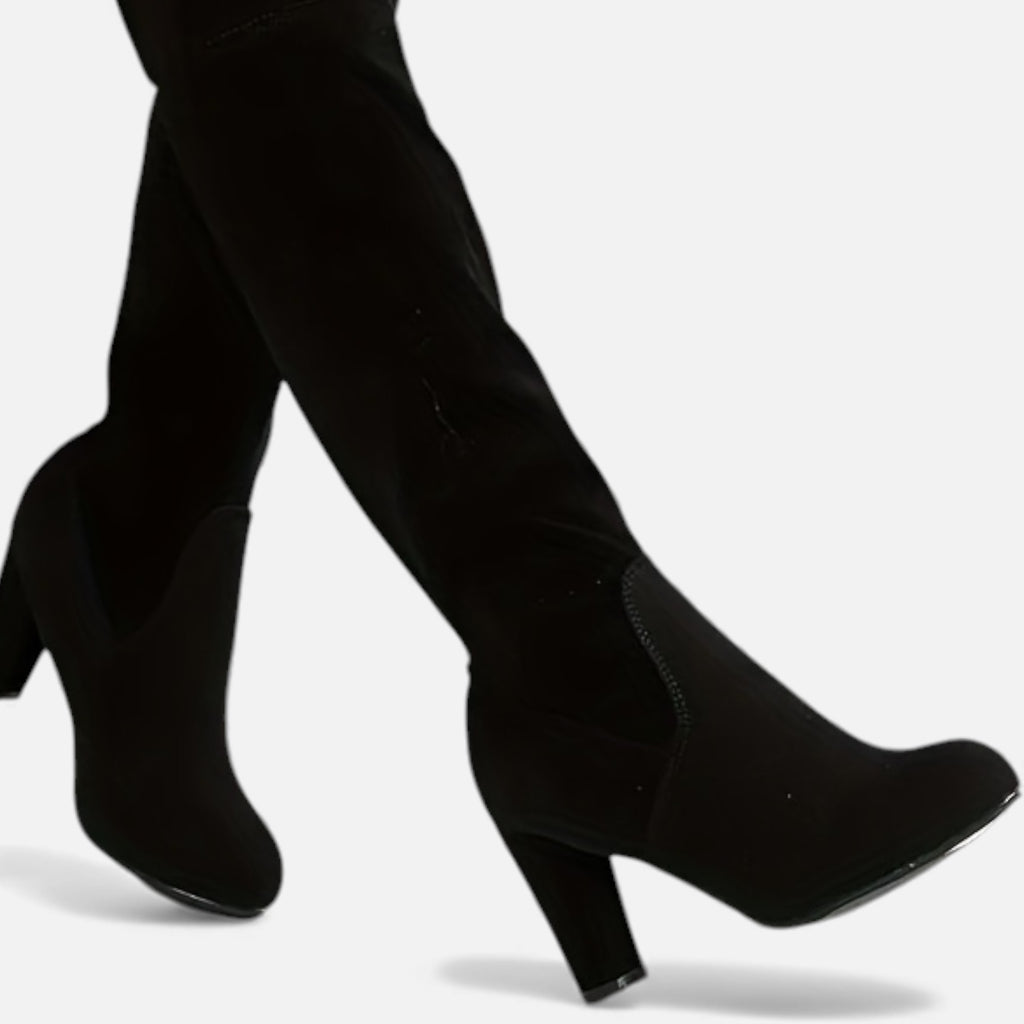 Zarenzio | Women’s Over-the-Knee Slip-On Boot with Chunky Heel
