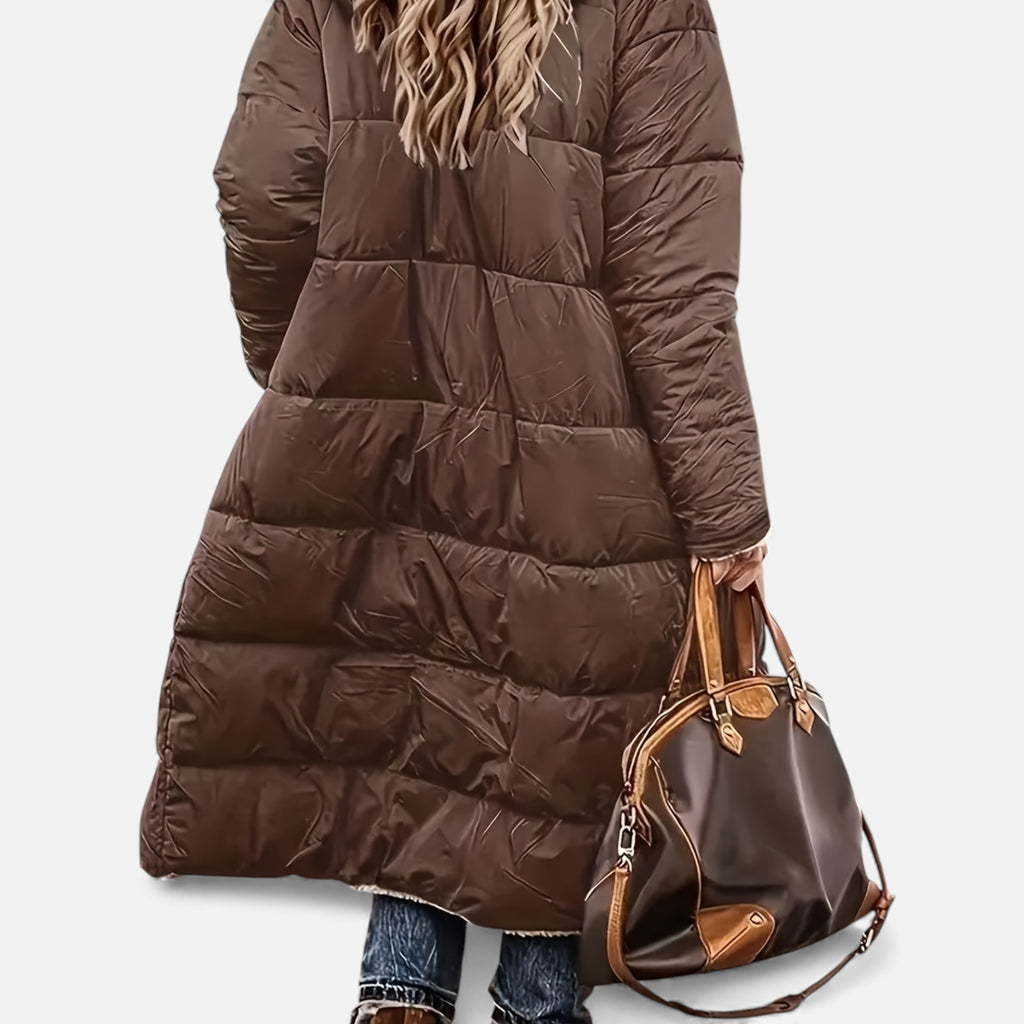 Zarenzio | Women's Polyester Fleece Lined Knee-Length Puffer Jacket