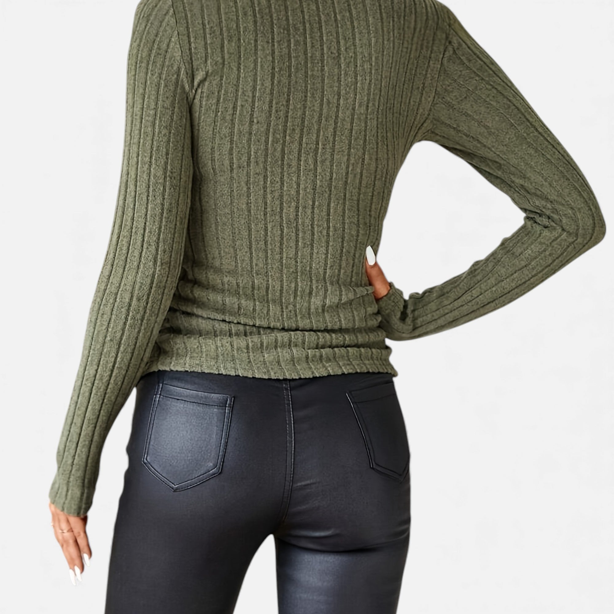 Zarenzio | Women's Polyester Ribbed Turtleneck Sweater