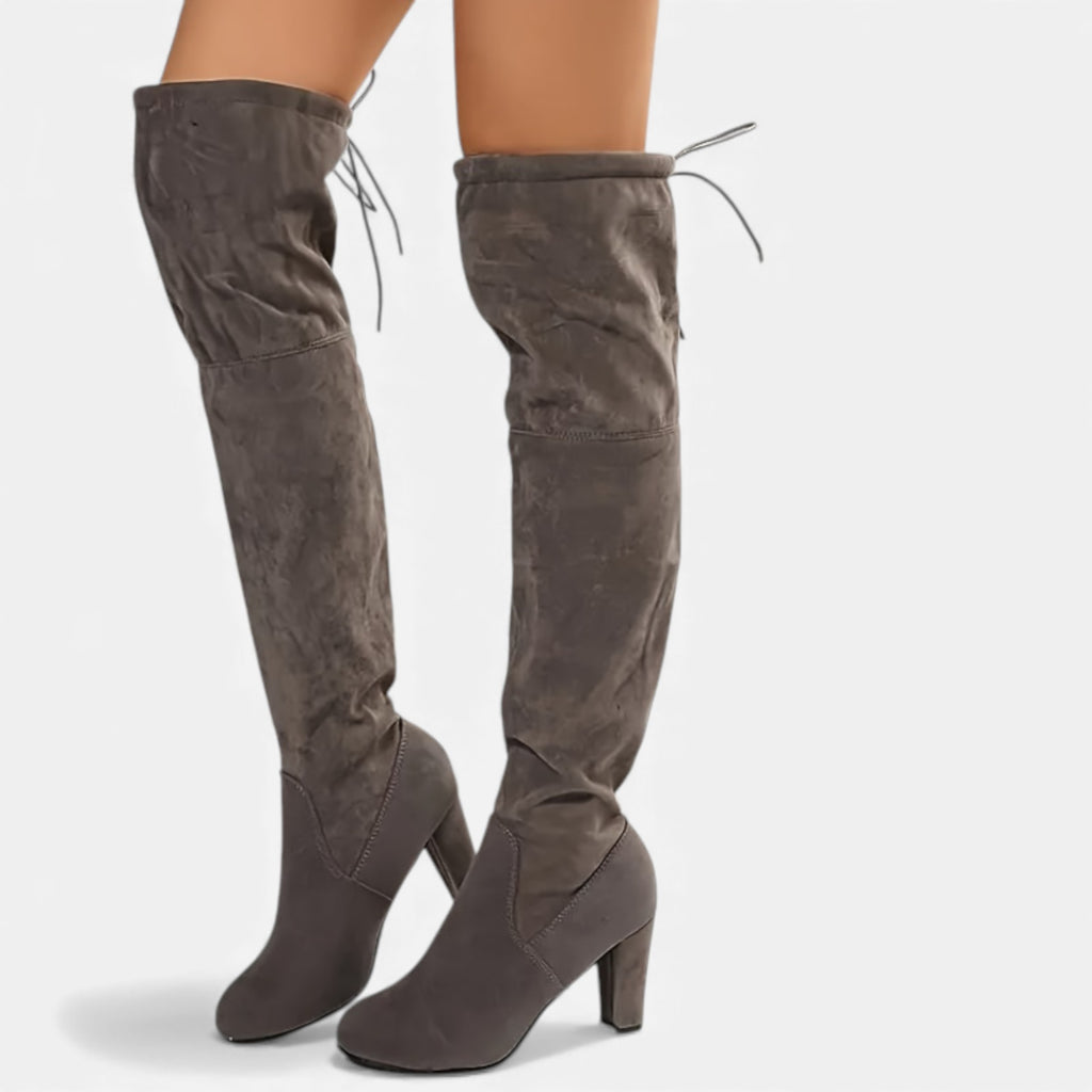 Zarenzio | Women’s Over-the-Knee Slip-On Boot with Chunky Heel