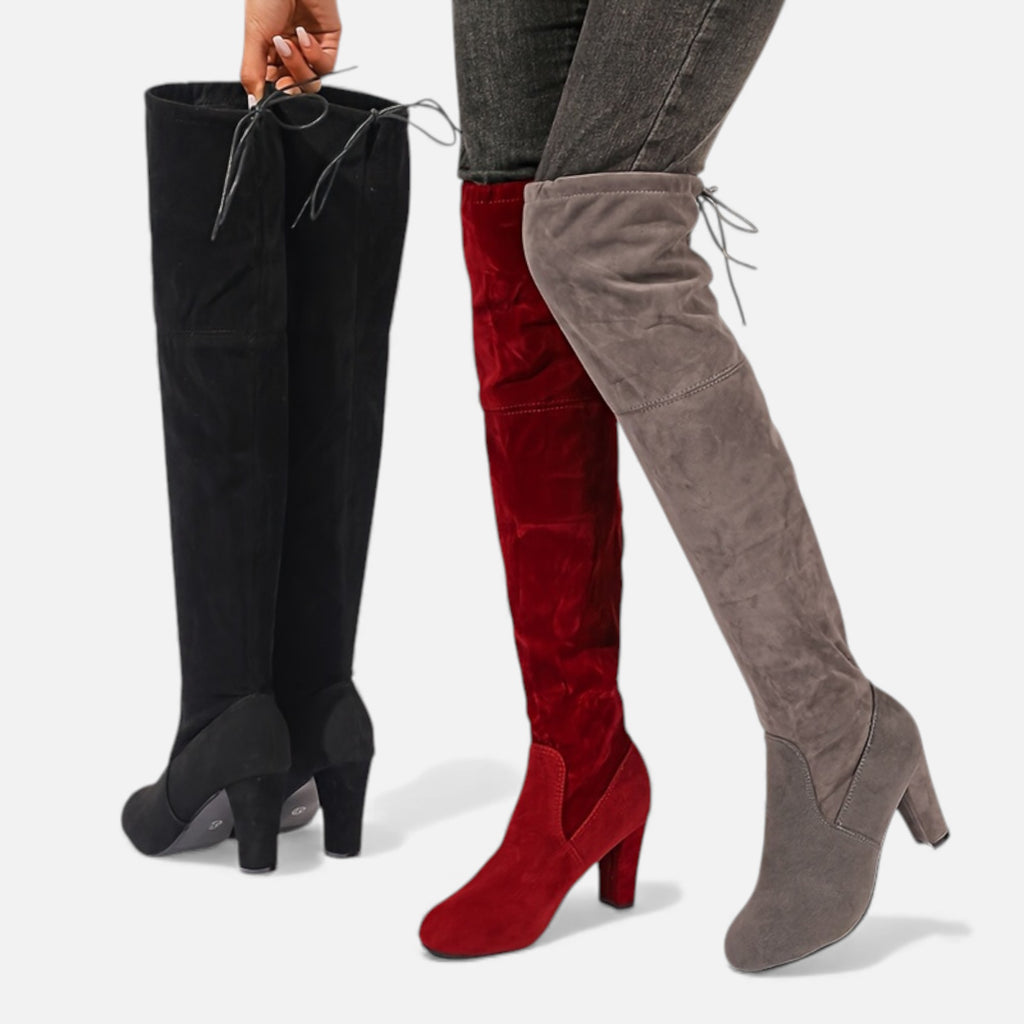 Zarenzio | Women’s Over-the-Knee Slip-On Boot with Chunky Heel
