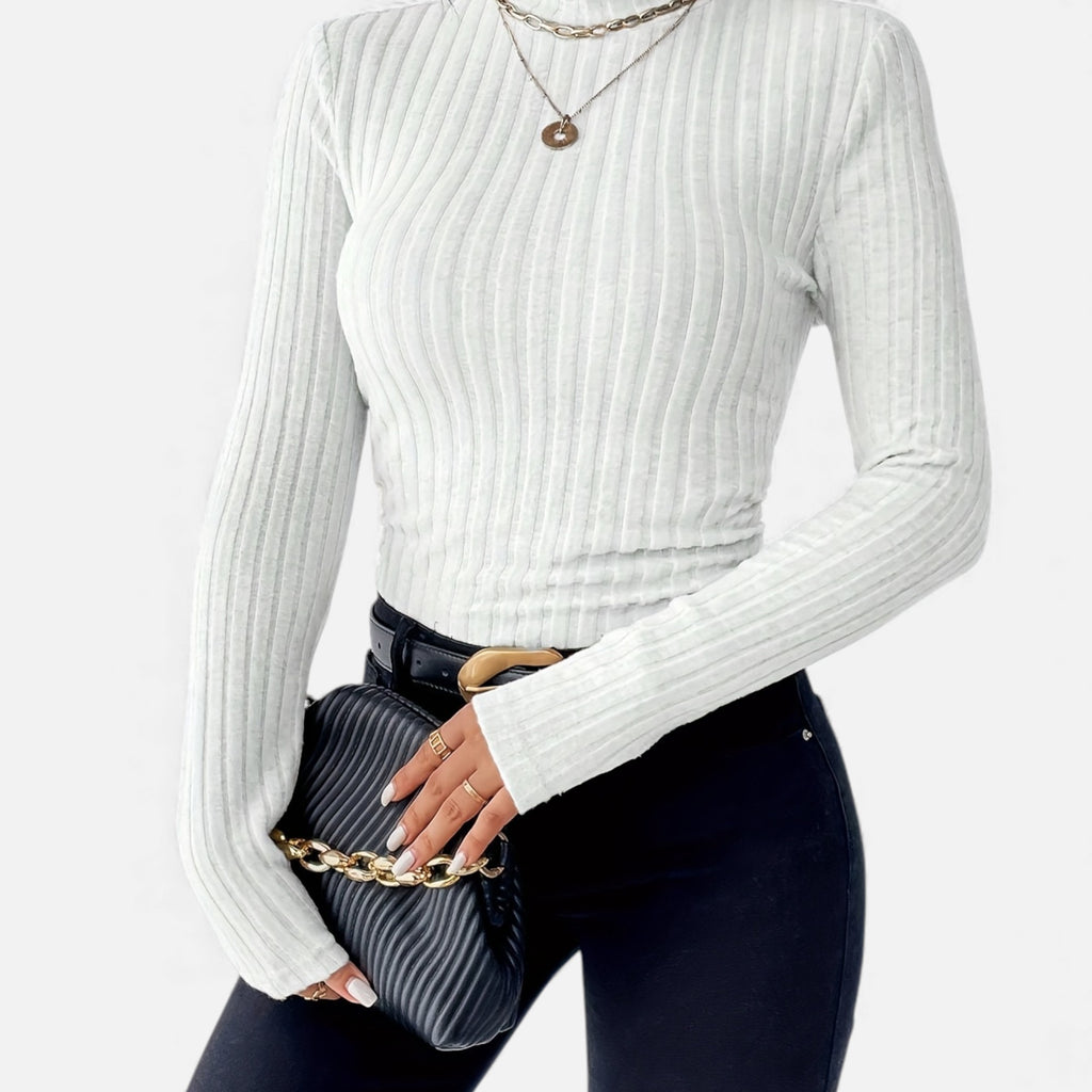 Zarenzio | Women's Polyester Ribbed Turtleneck Sweater