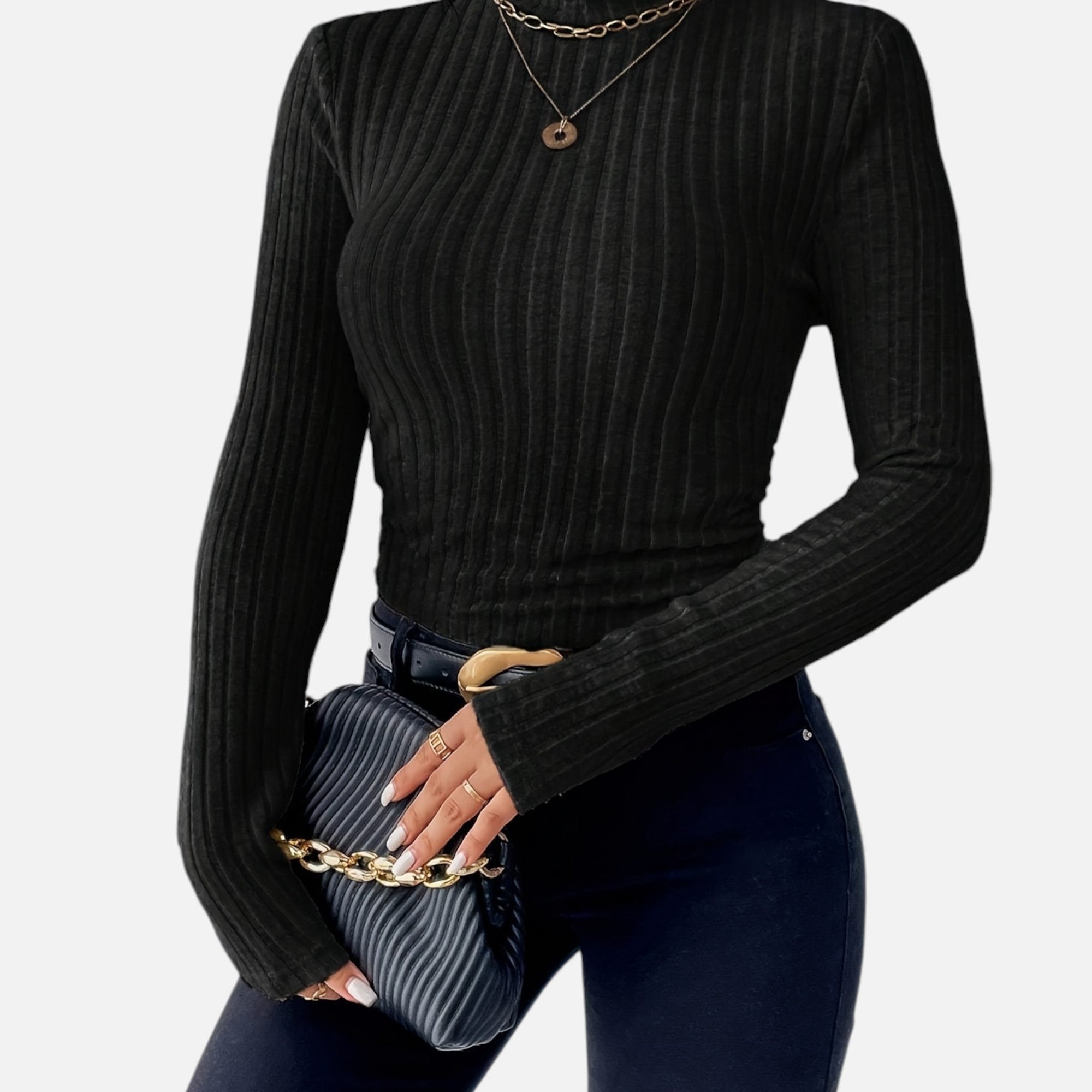 Zarenzio | Women's Polyester Ribbed Turtleneck Sweater