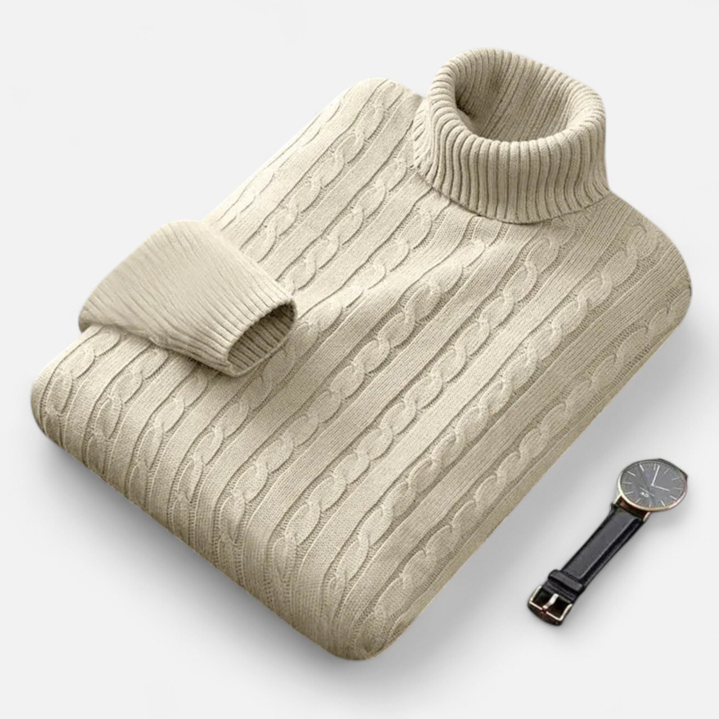 Zarenzio | Men's Polyester Knitted High Neck Turtleneck Sweater