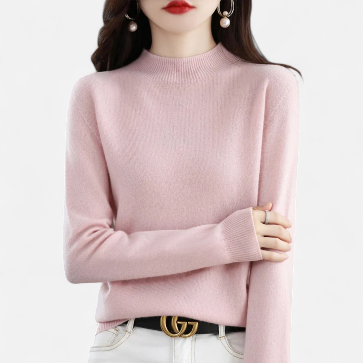 Zarenzio | Women's Wool Cashmere Half-Neck Pullover Sweater