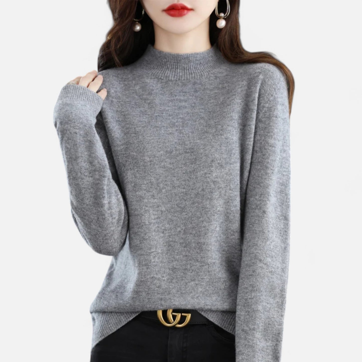 Zarenzio | Women's Wool Cashmere Half-Neck Pullover Sweater
