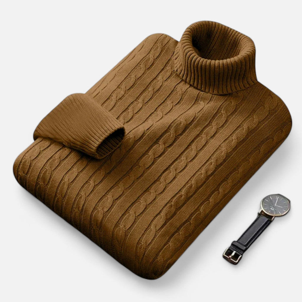 Zarenzio | Men's Polyester Knitted High Neck Turtleneck Sweater