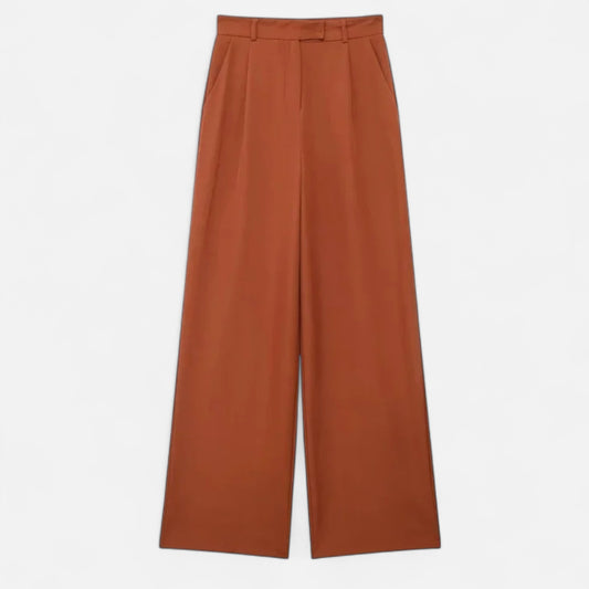 Zarenzio | Women's Polyester High Waist Wide Leg Trousers