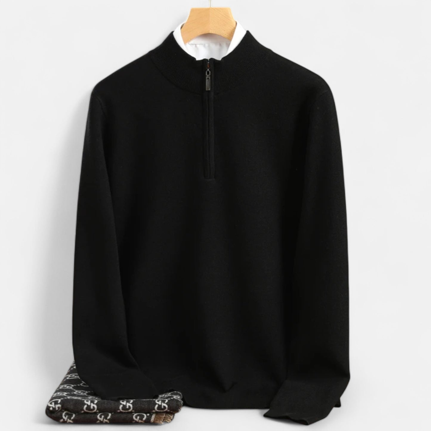 Zarenzio | Men's Wool Half-Zip Pullover Sweater