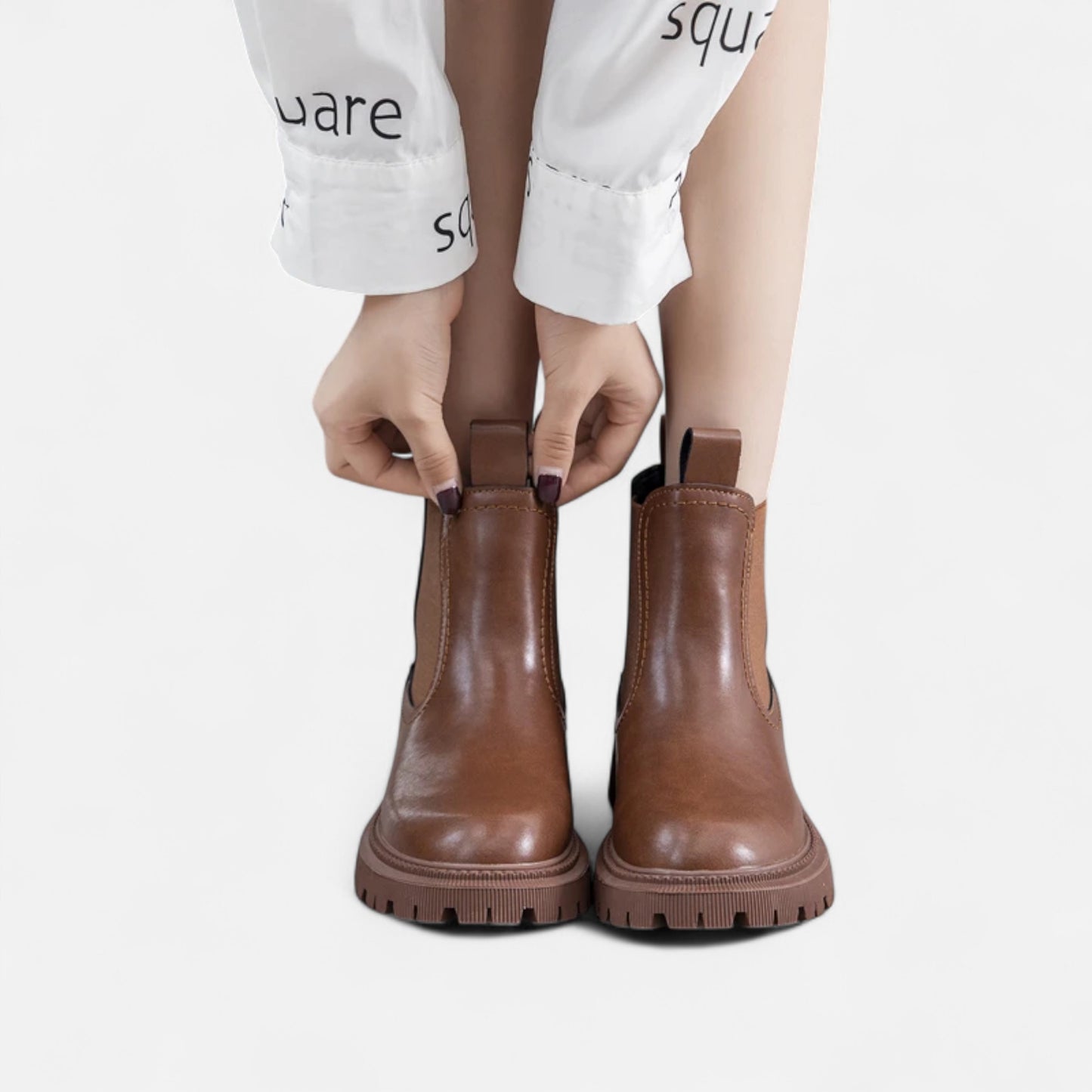 Zarenzio | Women's Split Leather Ankle Chelsea Boots