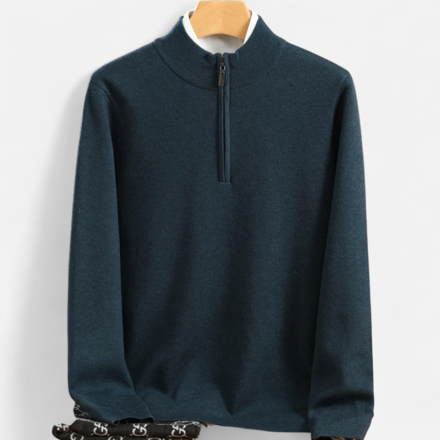 Zarenzio | Men's Wool Half-Zip Pullover Sweater