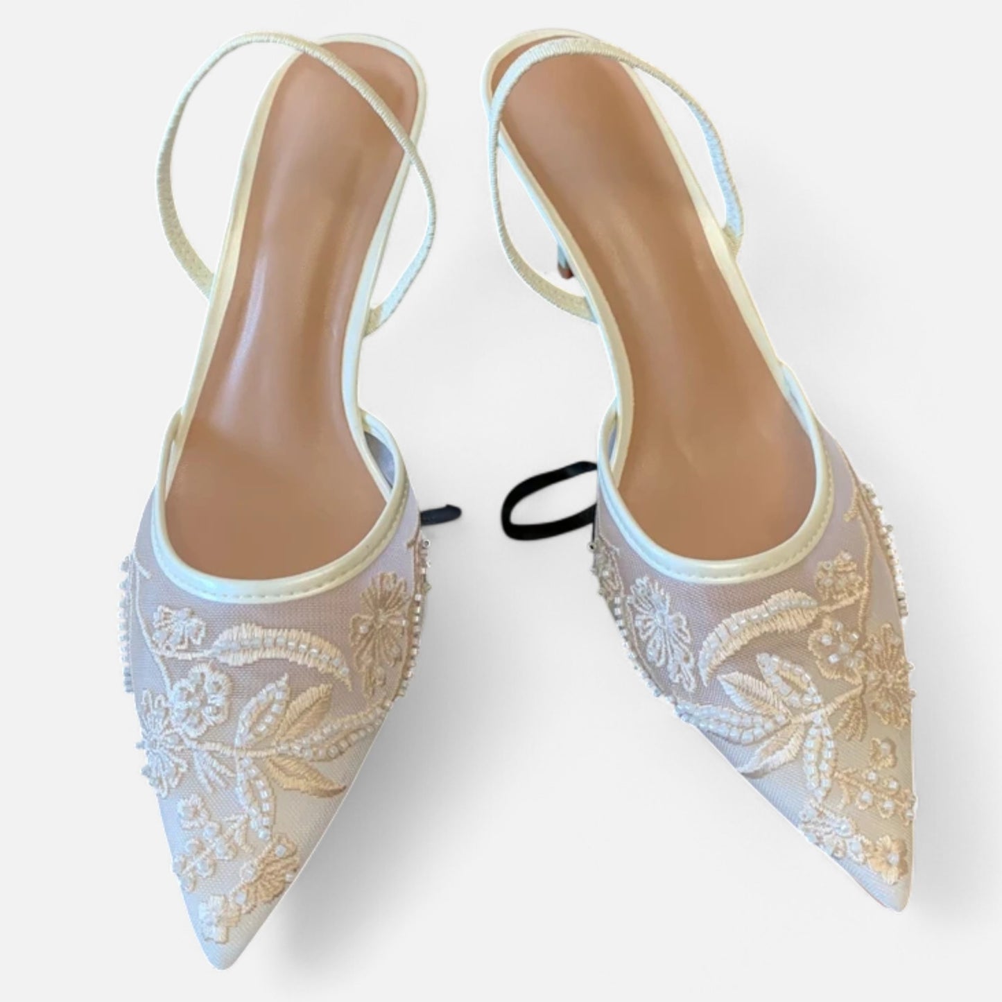 Zarenzio | Women's Air Mesh Embroidered Slingback High Heel Pumps