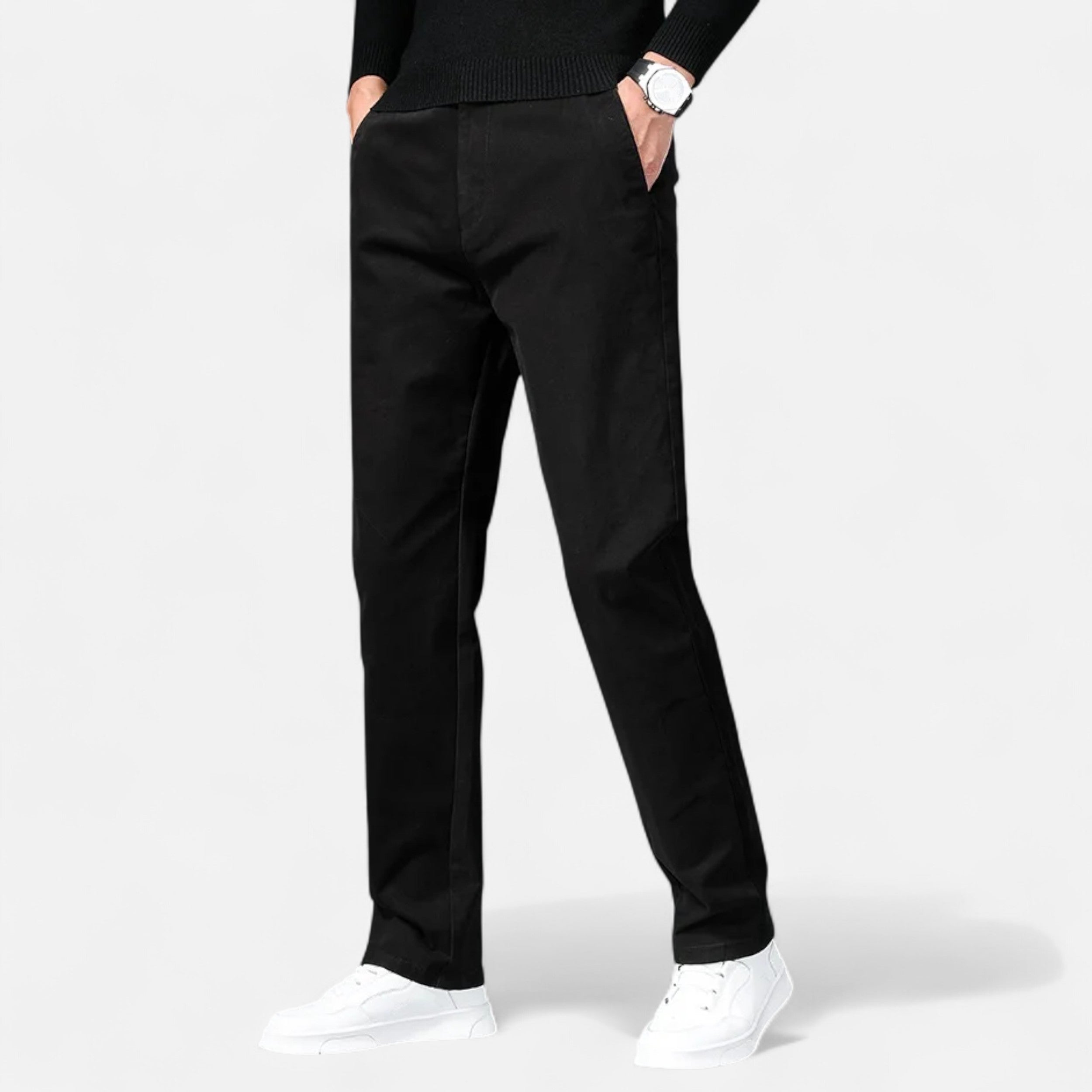 Zarenzio | Men's Cotton Stretch Straight Chino Trousers