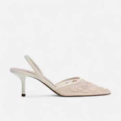 Zarenzio | Women's Air Mesh Embroidered Slingback High Heel Pumps