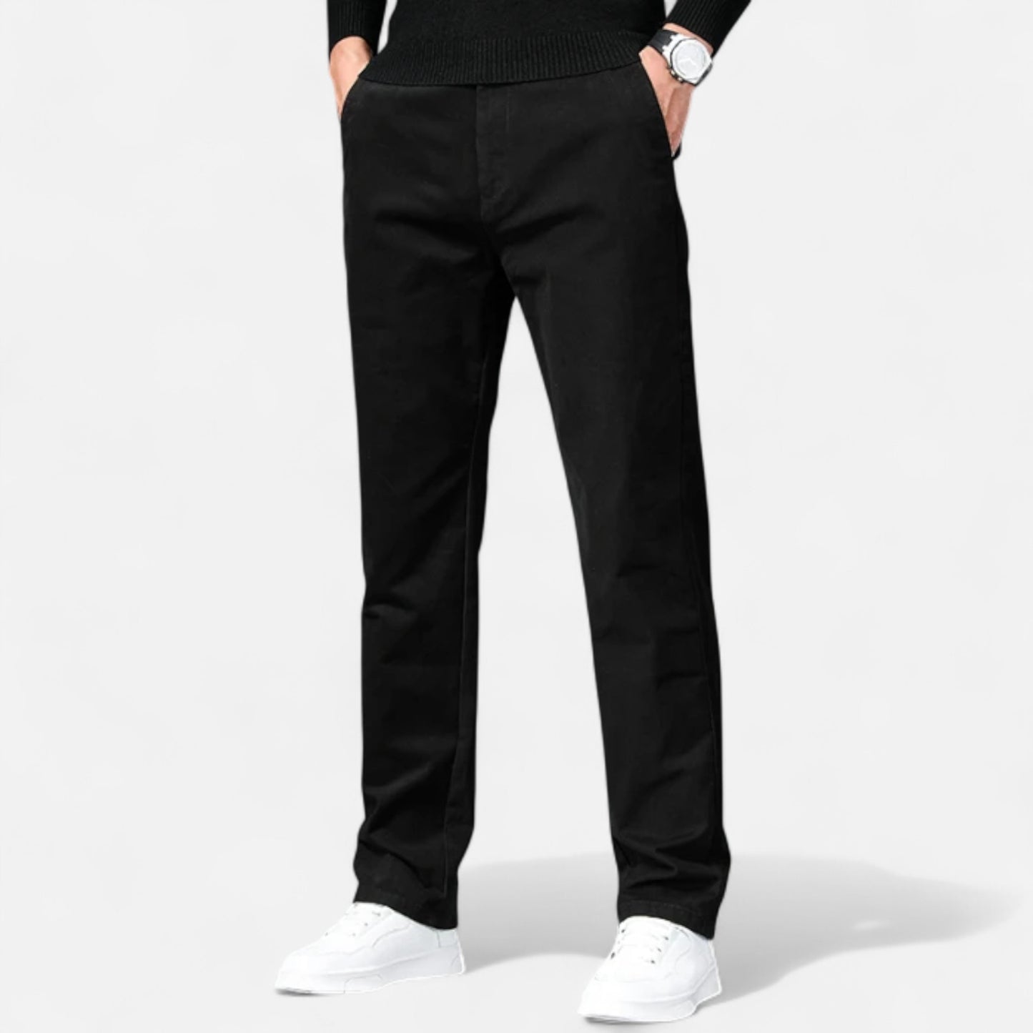 Zarenzio | Men's Cotton Stretch Straight Chino Trousers