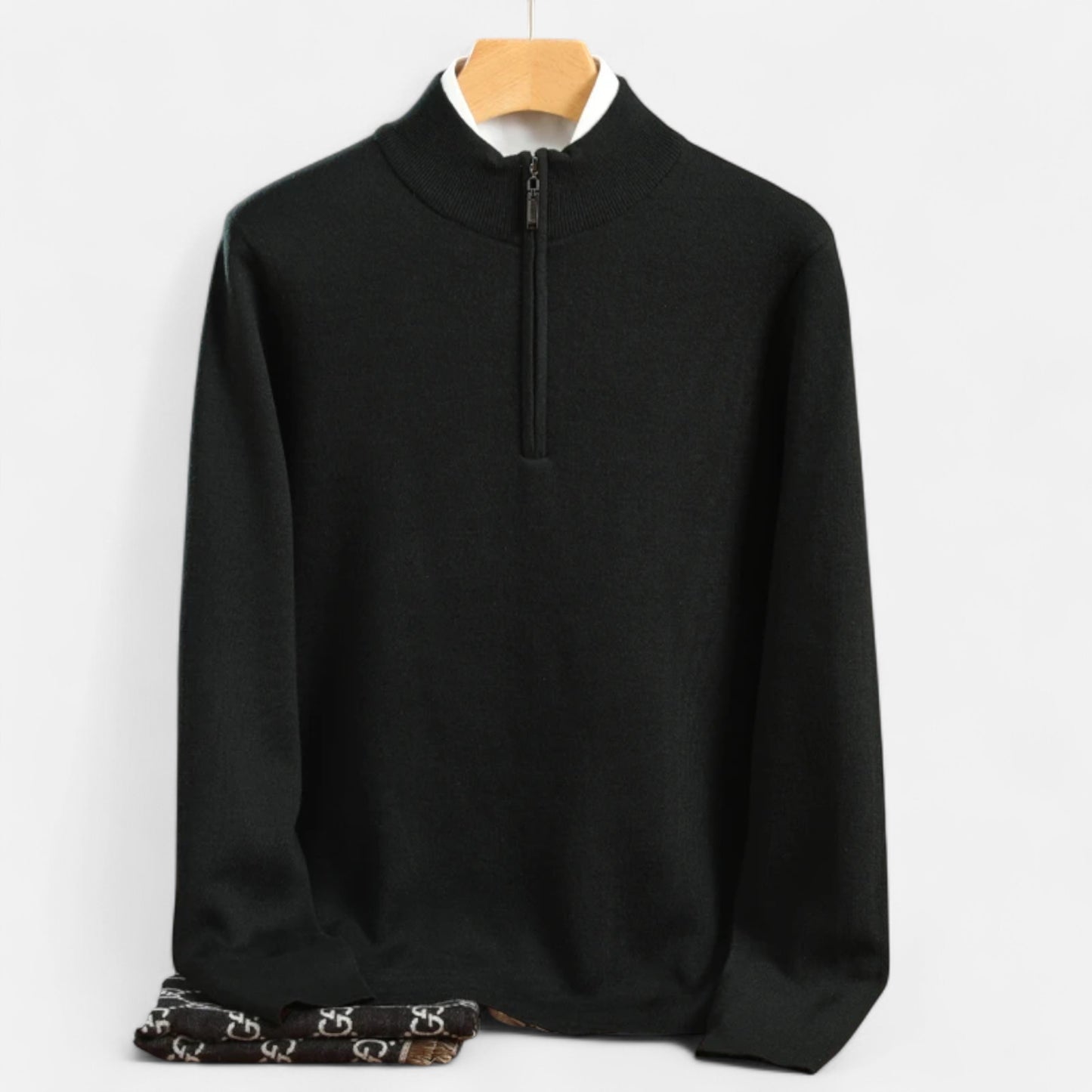 Zarenzio | Men's Wool Half-Zip Pullover Sweater