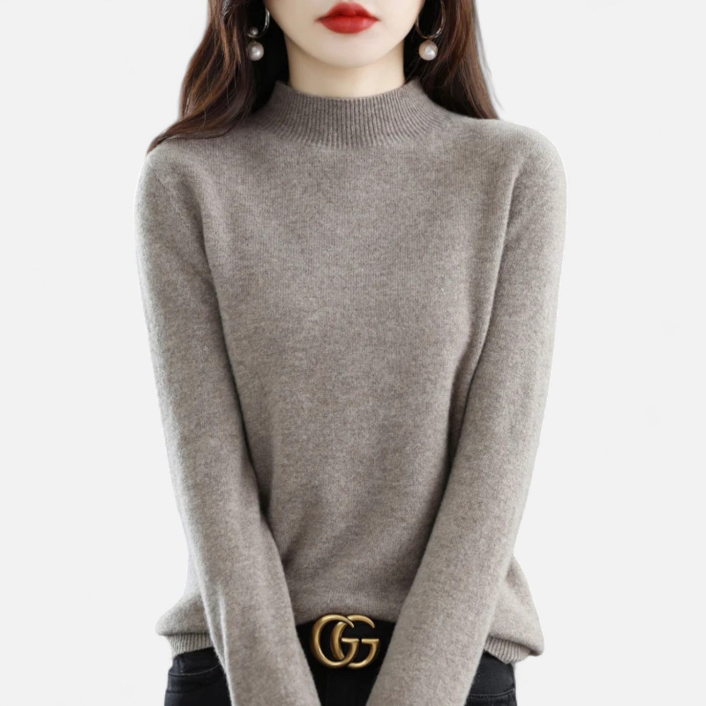 Zarenzio | Women's Wool Cashmere Half-Neck Pullover Sweater