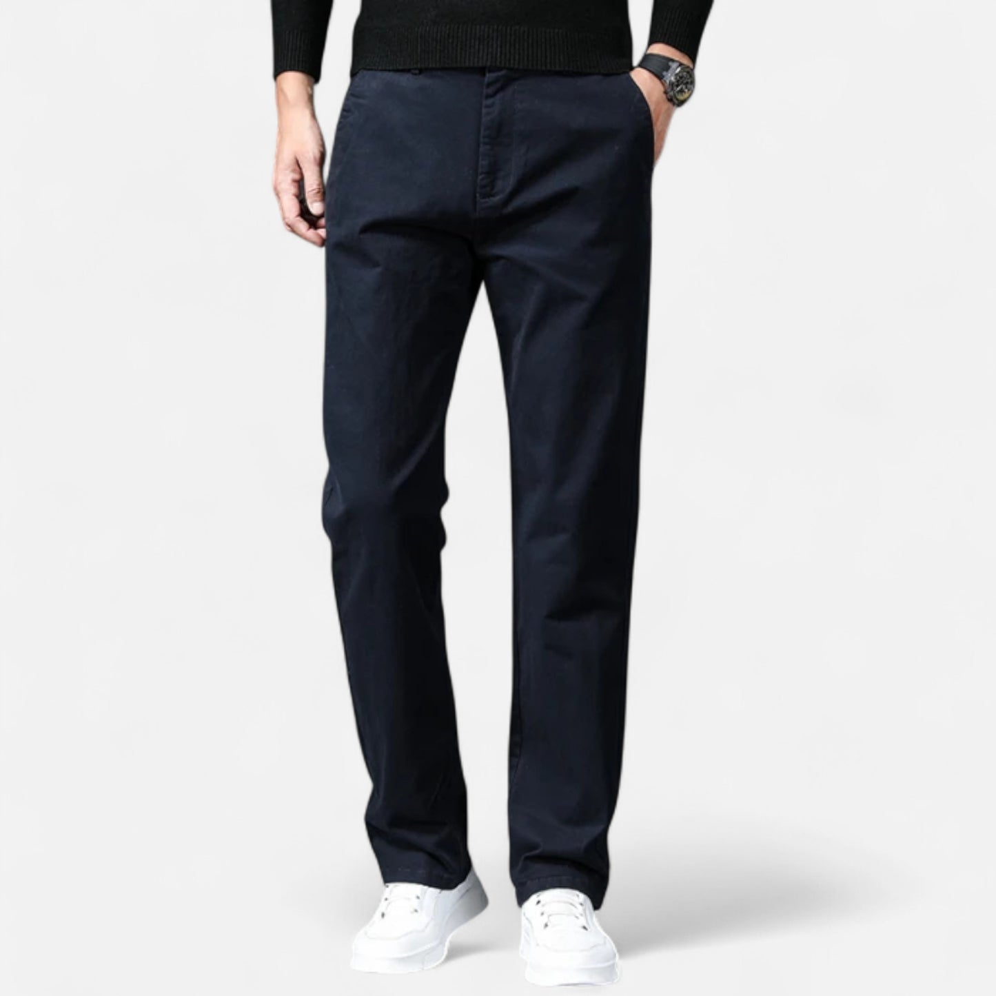 Zarenzio | Men's Cotton Stretch Straight Chino Trousers