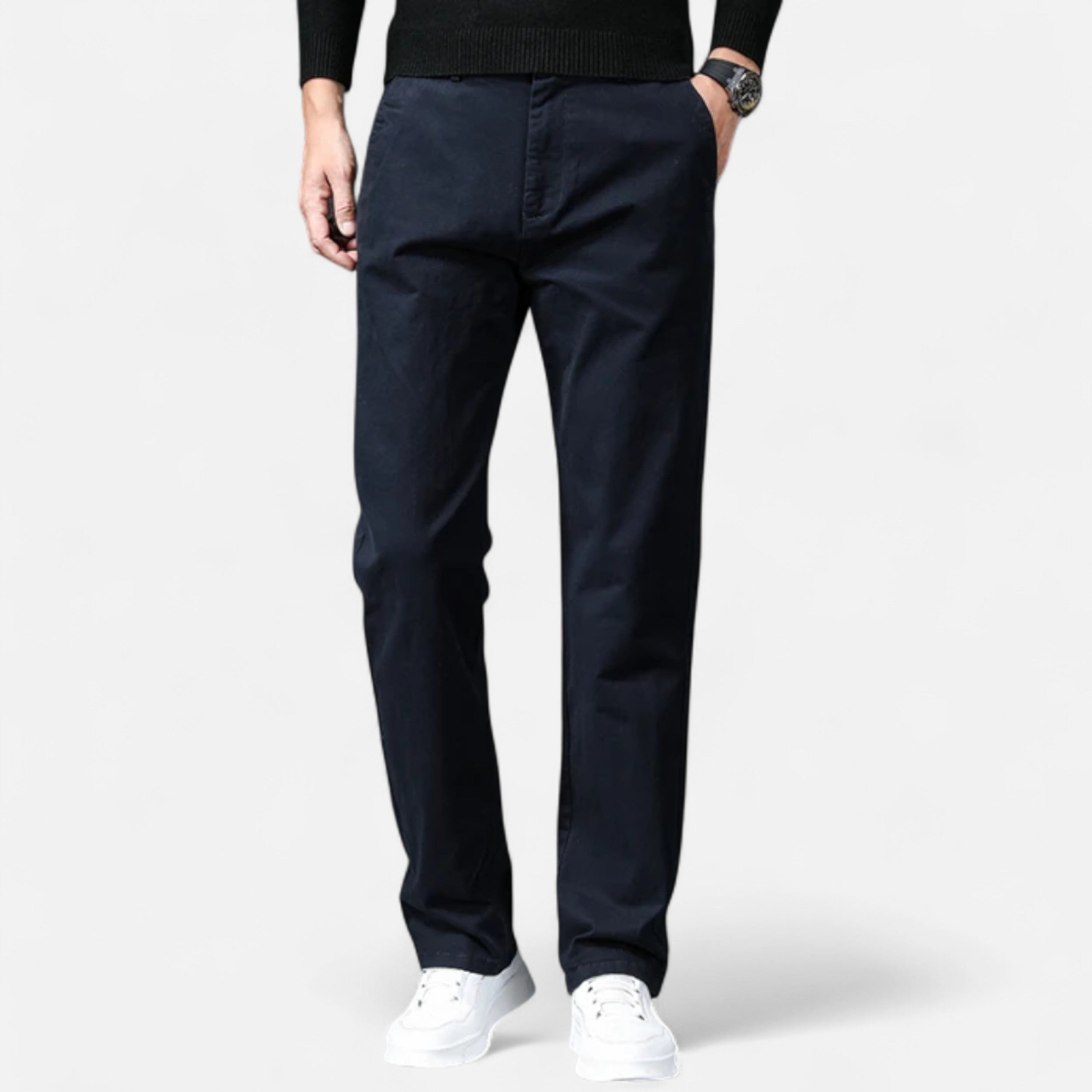 Zarenzio | Men's Cotton Stretch Straight Chino Trousers