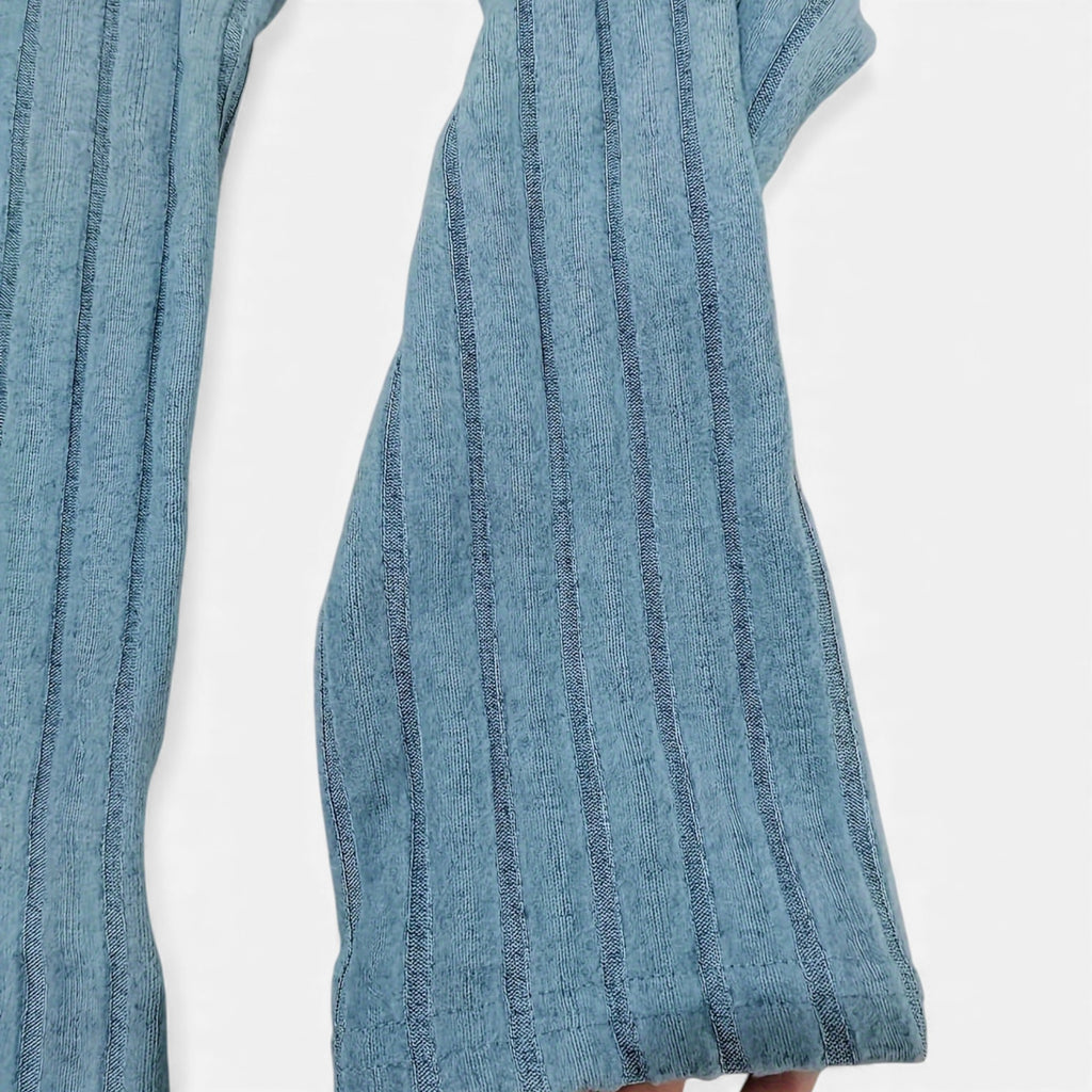 Zarenzio | Women’s Ribbed Co-ord Set with Wide-Leg Trousers