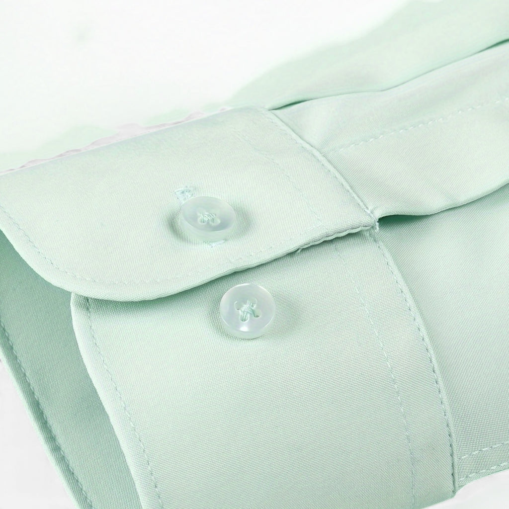 Zarenzio | Men's Polyester Slim-Fit Long Sleeve Business Shirt