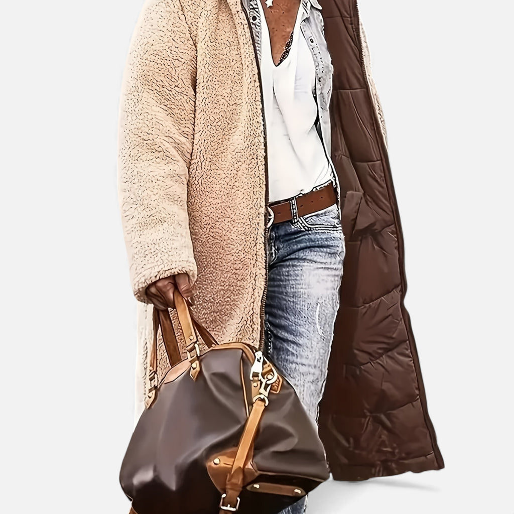 Zarenzio | Women's Polyester Fleece Lined Knee-Length Puffer Jacket