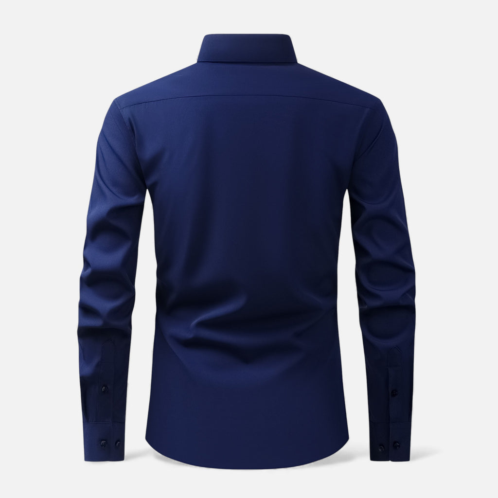 Zarenzio | Men's Polyester Slim-Fit Long Sleeve Business Shirt