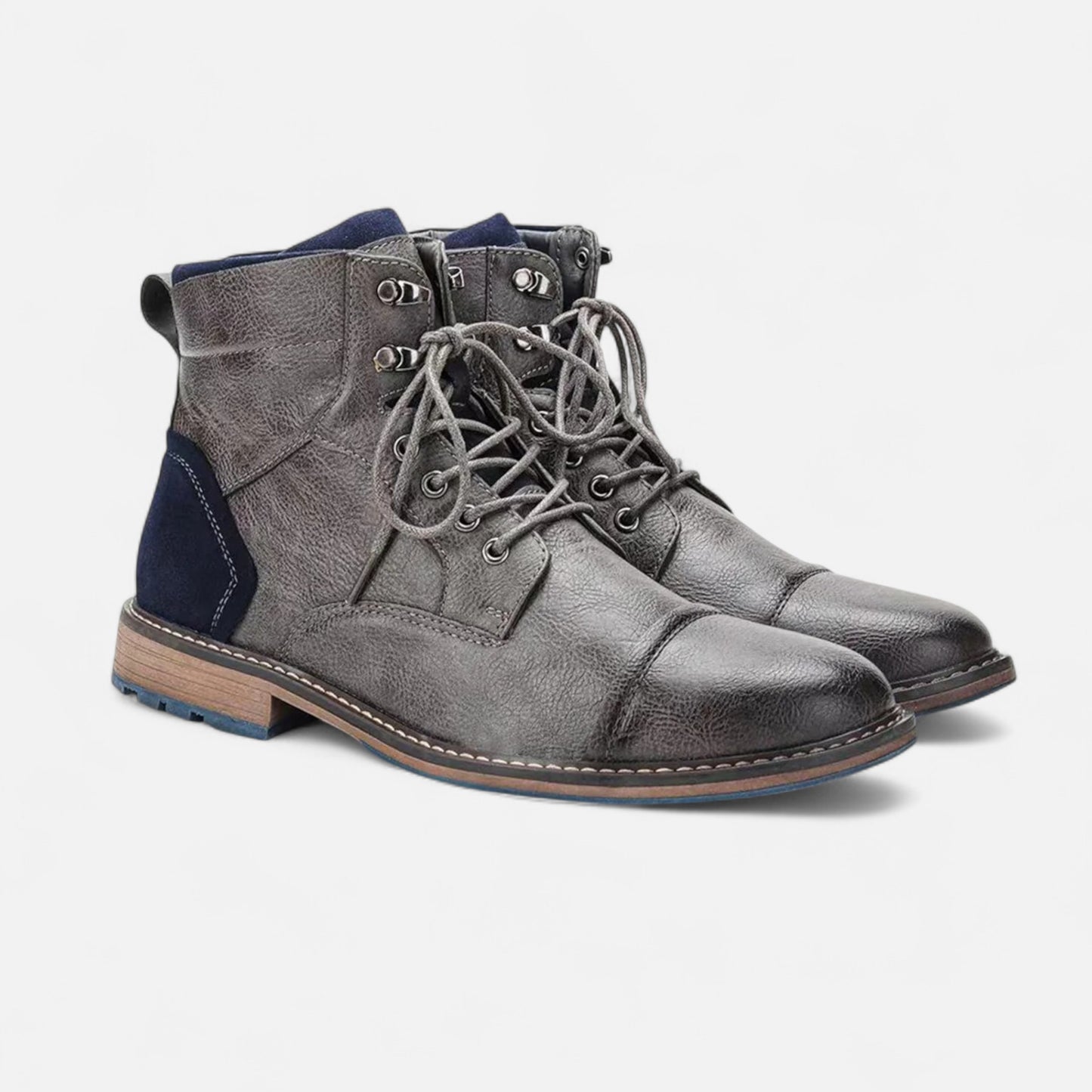 Zarenzio | Men's Split Leather Lace-Up High-Top Ankle Boots