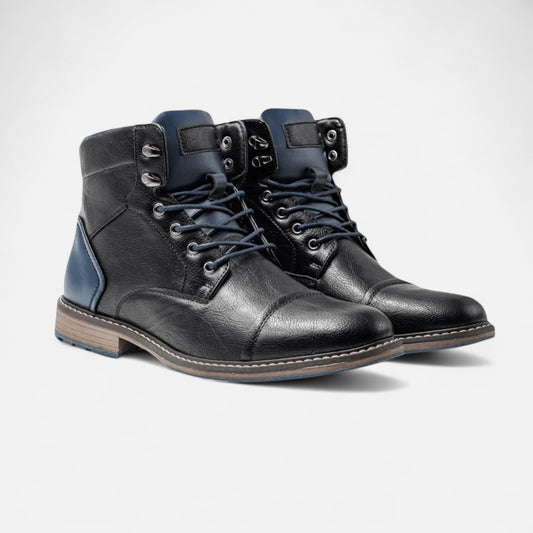 Zarenzio | Men's Split Leather Lace-Up High-Top Ankle Boots