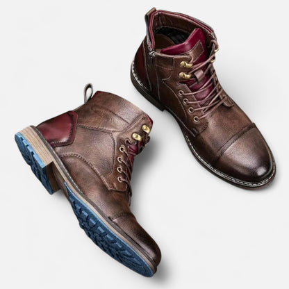 Zarenzio | Men's Split Leather Lace-Up High-Top Ankle Boots