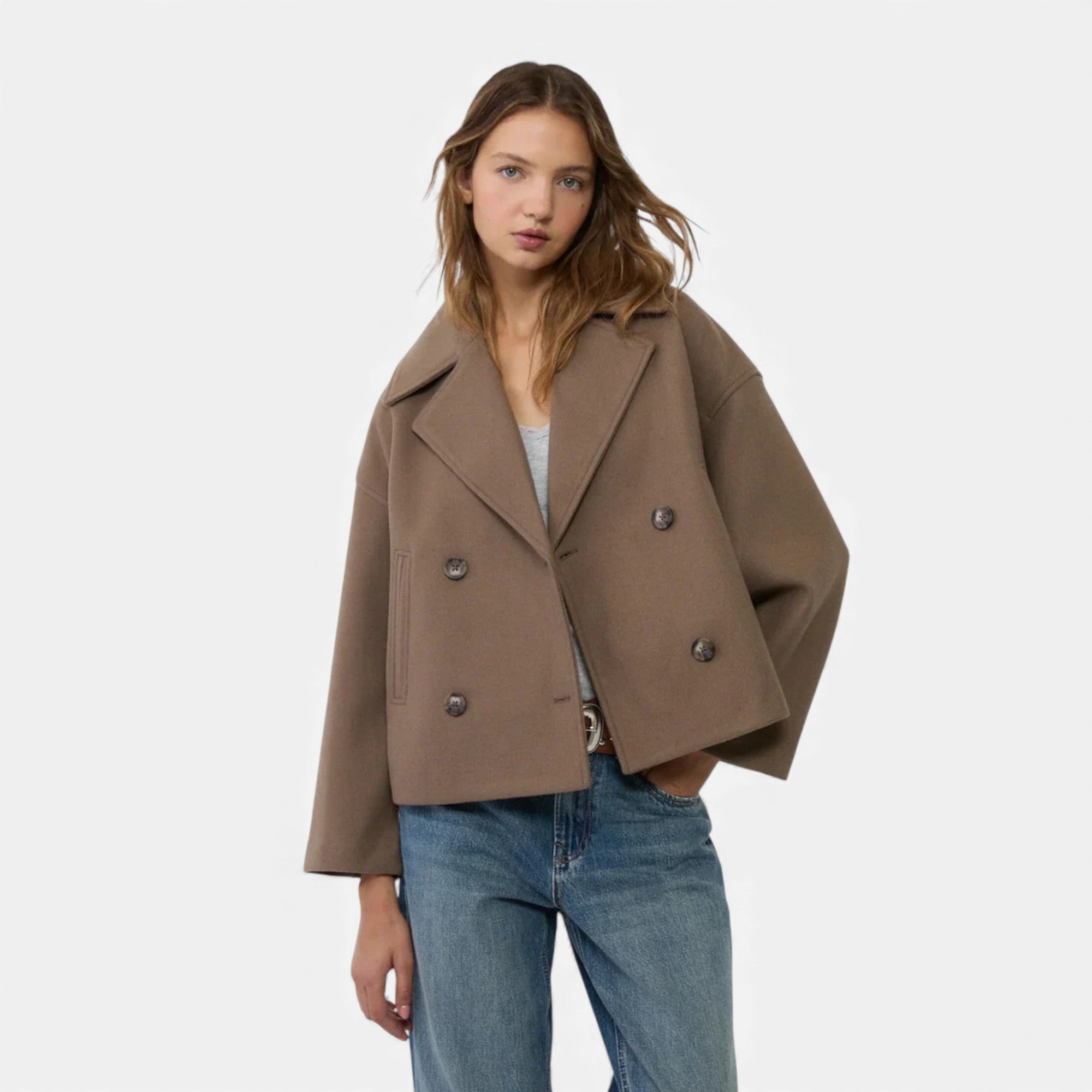 Zarenzio | Women’s Amelia Double-Breasted Wool-Blend Jacket